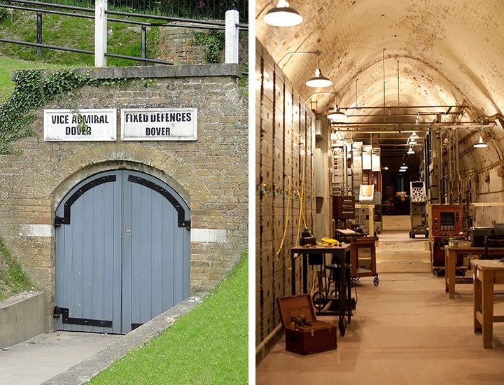 Entrance and interior of the Dover Castle secret wartime tunnels