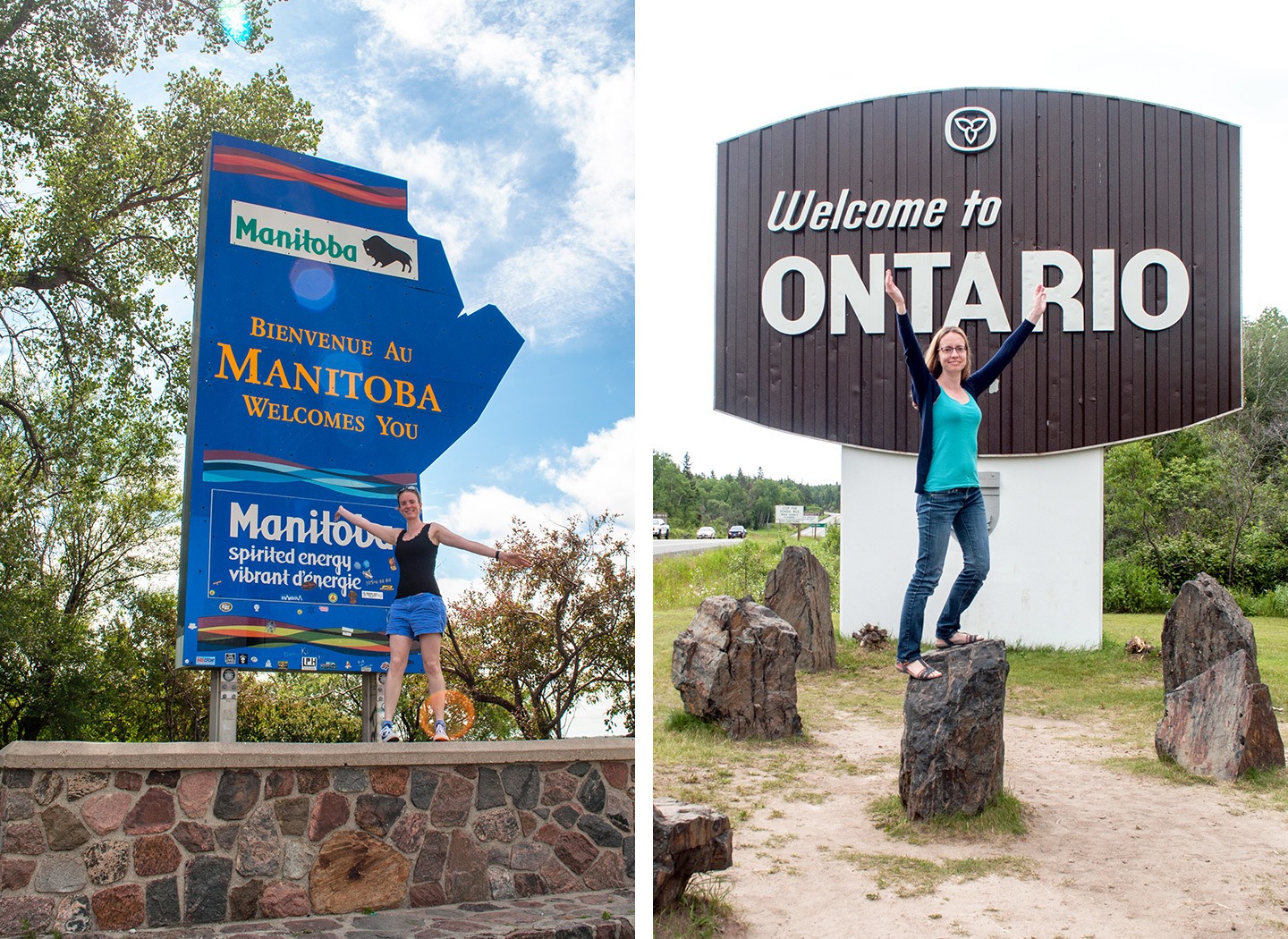 Province signs along the road across Canada