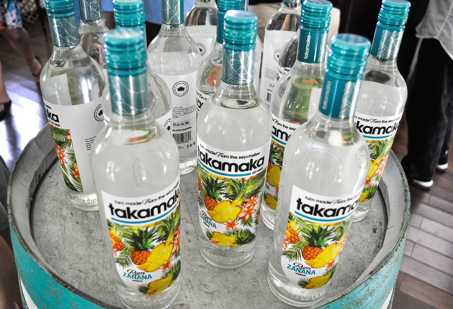 Bottles of rum at Takamaka Rum Distillery