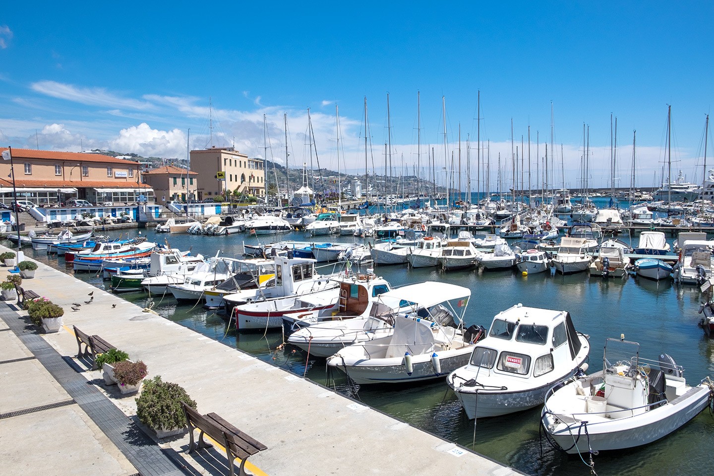 Boats in the harbour in San Remo on the Italian Riveira