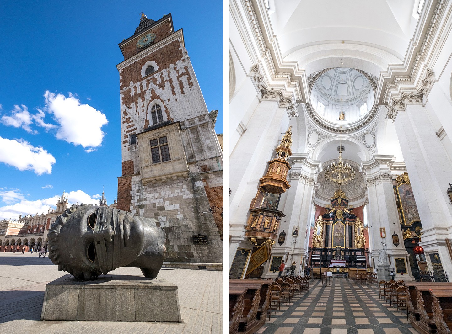 The Town Hall Tower and Church of Saints Peter and Paul