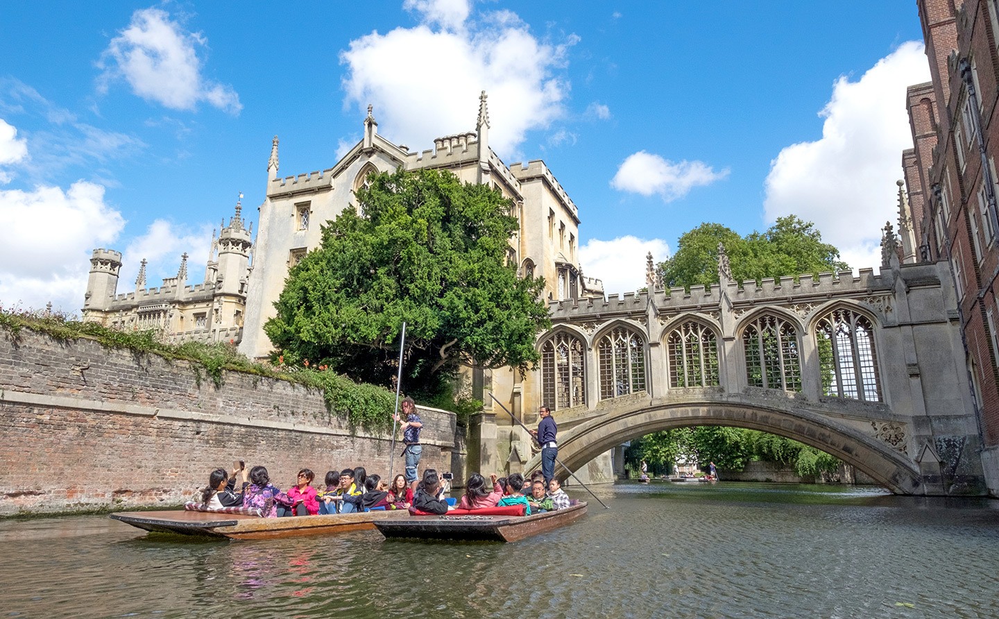 Punts on the river in Cambridge