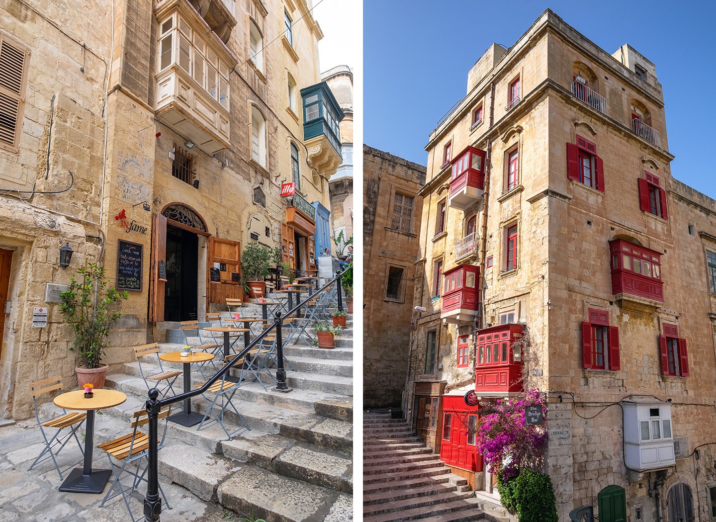 Backstreets and balconies in Valletta, Malta