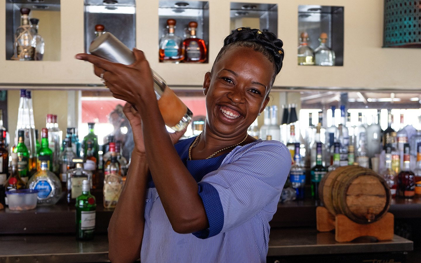 Cocktail making at the Cliff Bar, Cap Maison, Saint Lucia