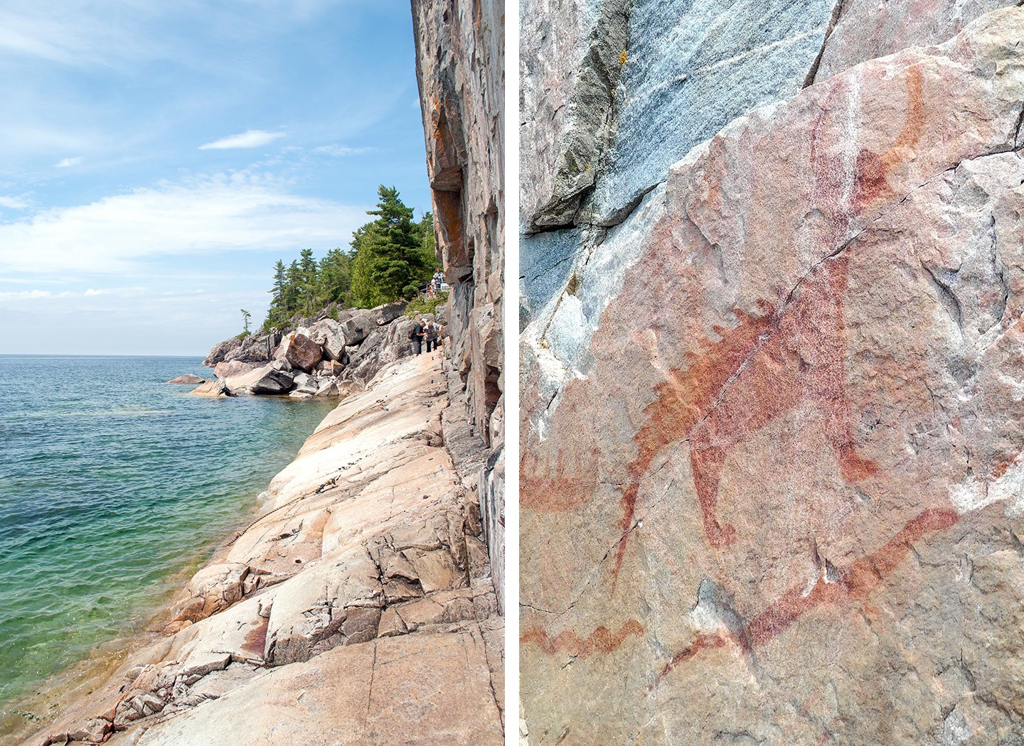 The Agawa Rock Pictographs at Lake Superior in Canada
