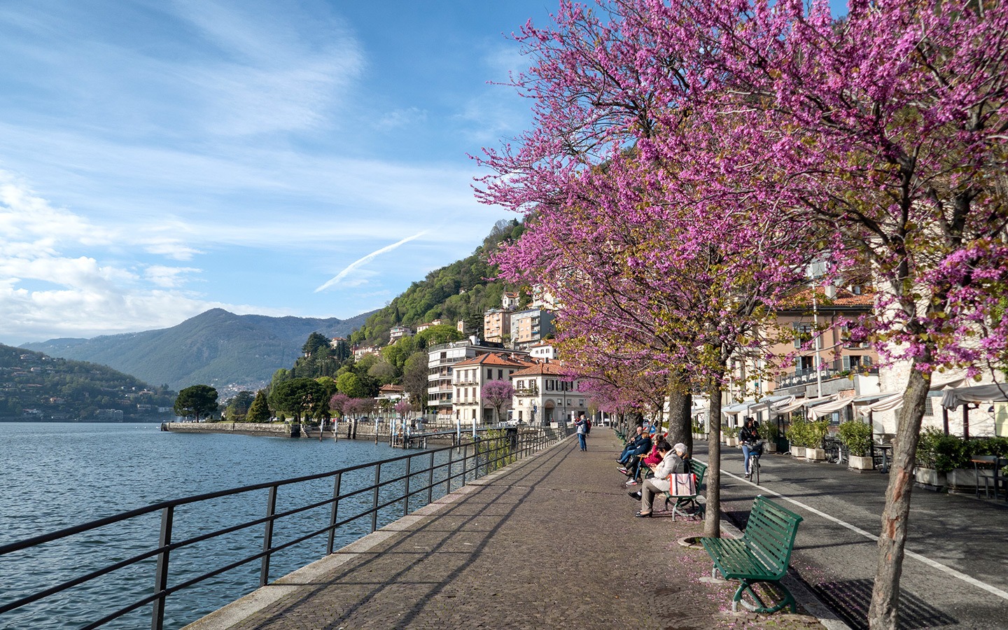 Waterfront walks along the shore of Lake Como, Italy