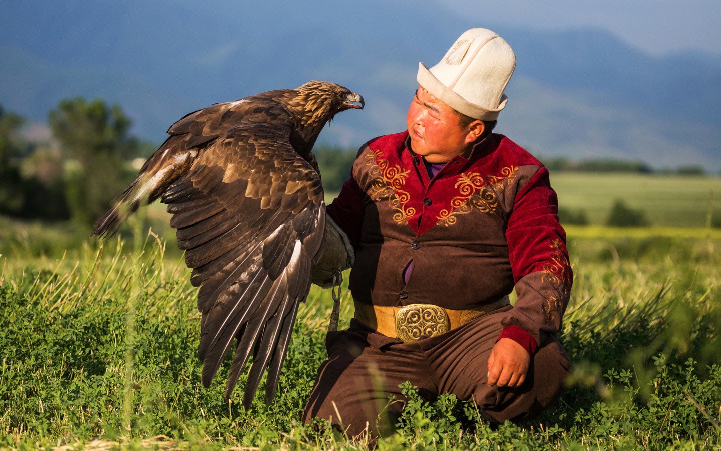 Man with falcon in Kyrgyzstan