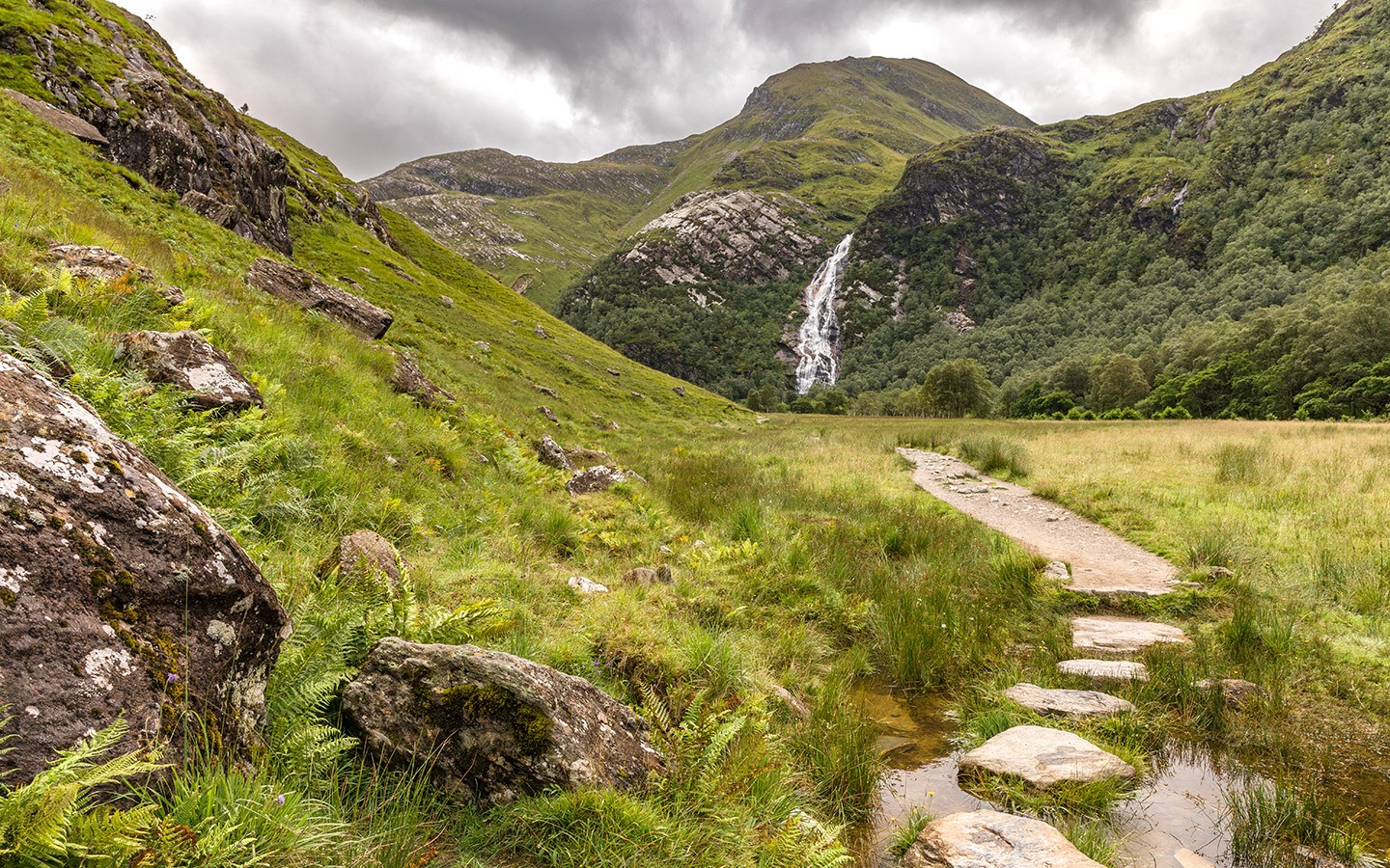 The path the Steall Waterfall near Fort William