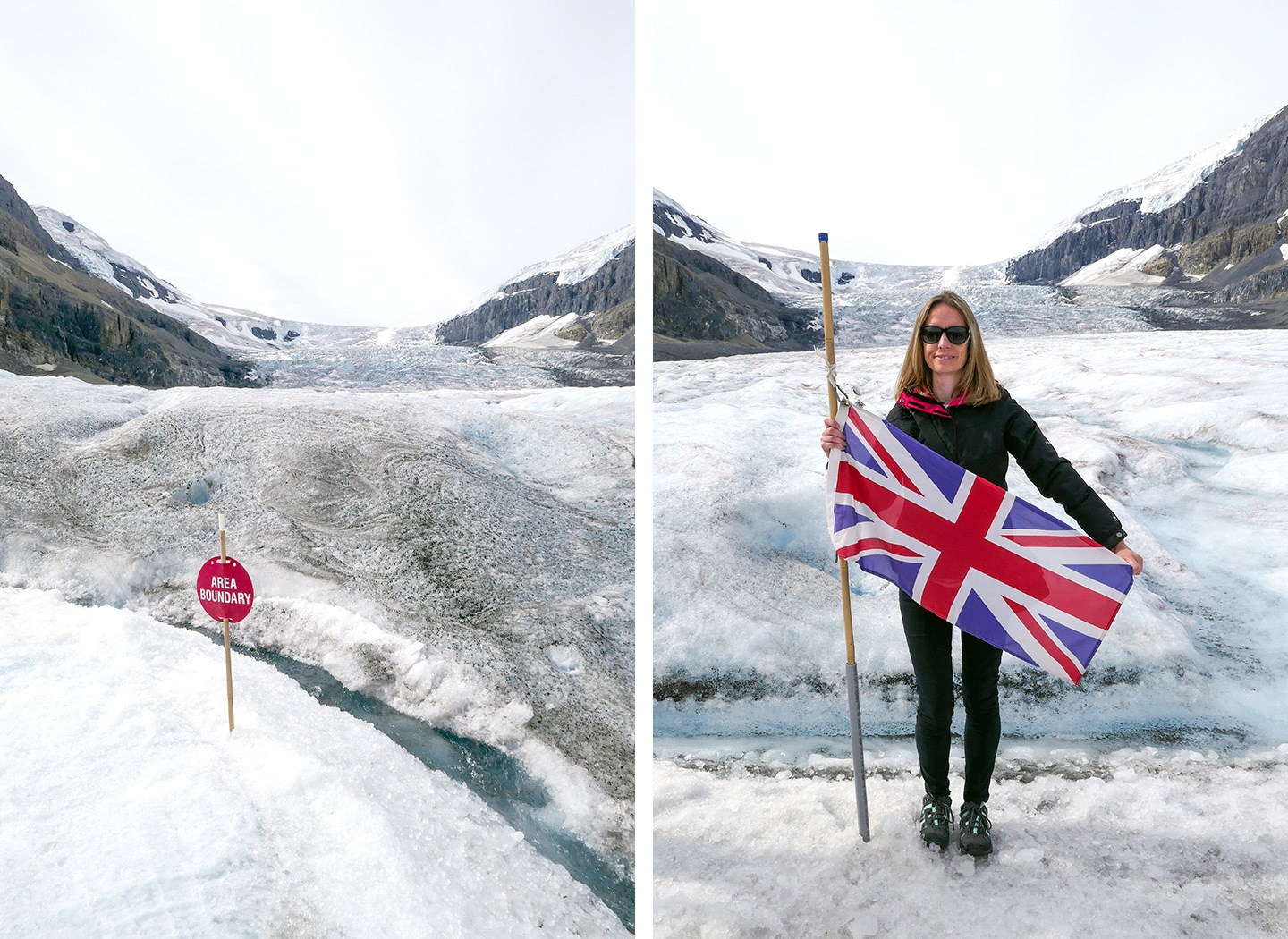 A glacier walk on the ice of the Athabasca Glacier