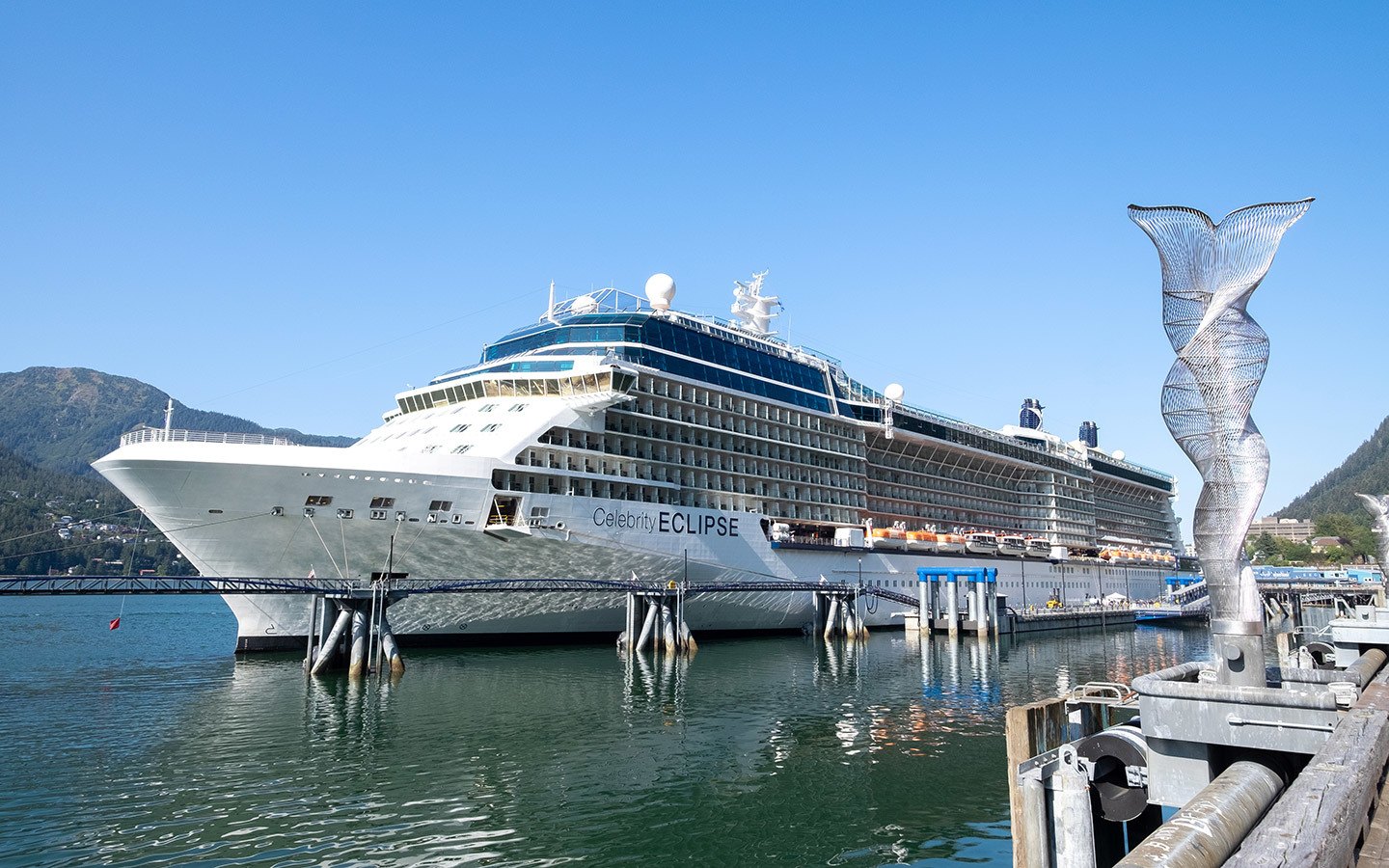 Celebrity Eclipse cruise ship docked in Juneau