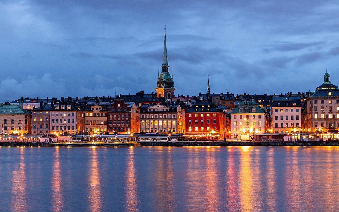 Waterfront Stockholm at dusk