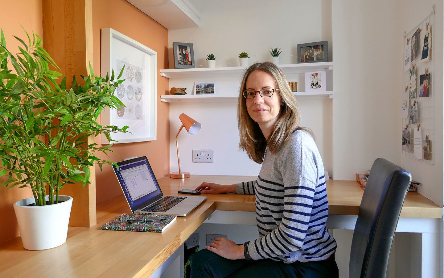 Travel blogger working at home