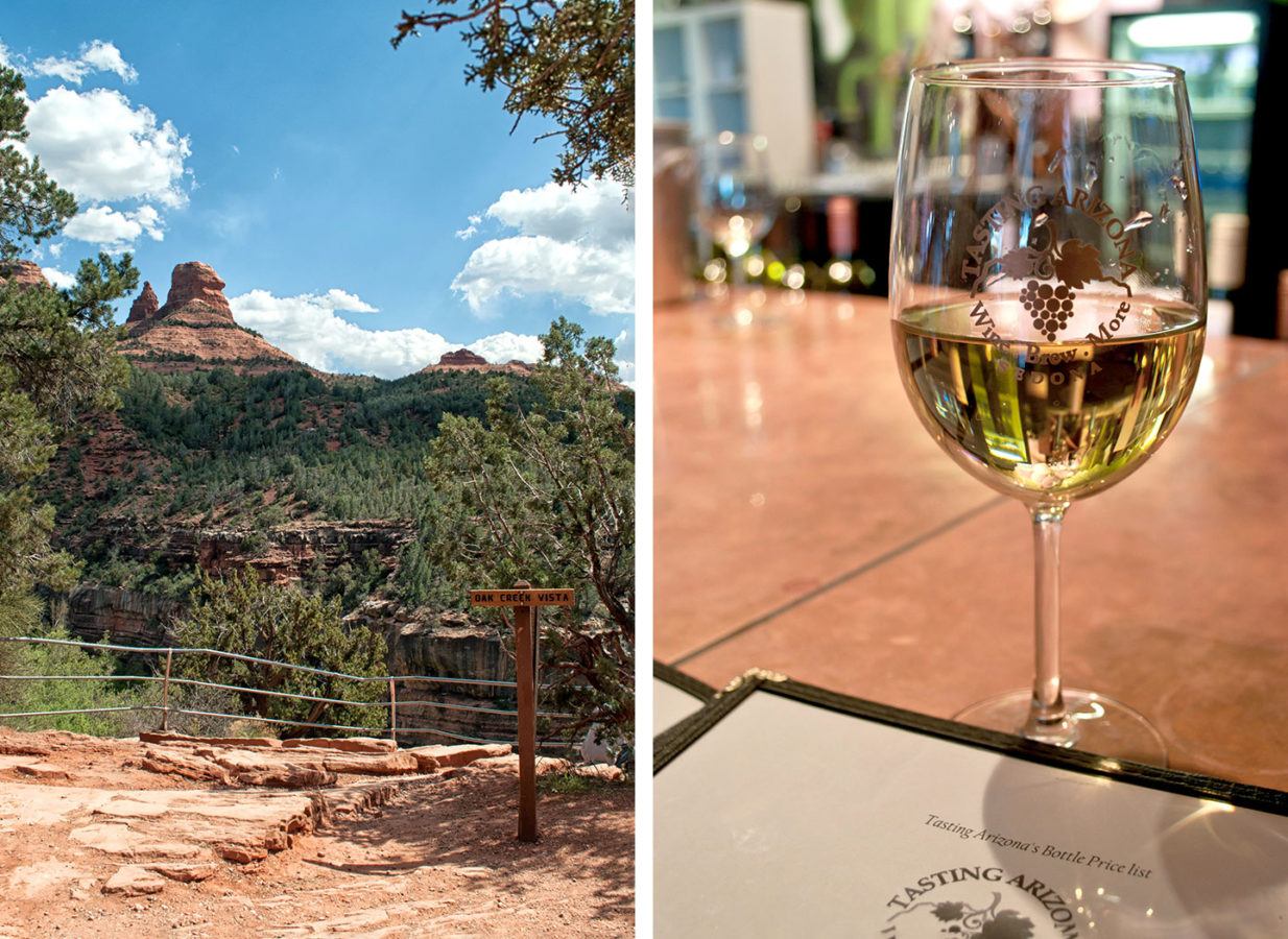 Views of Oak Creek and wine from the Verde Valley Wine Region in Arizona