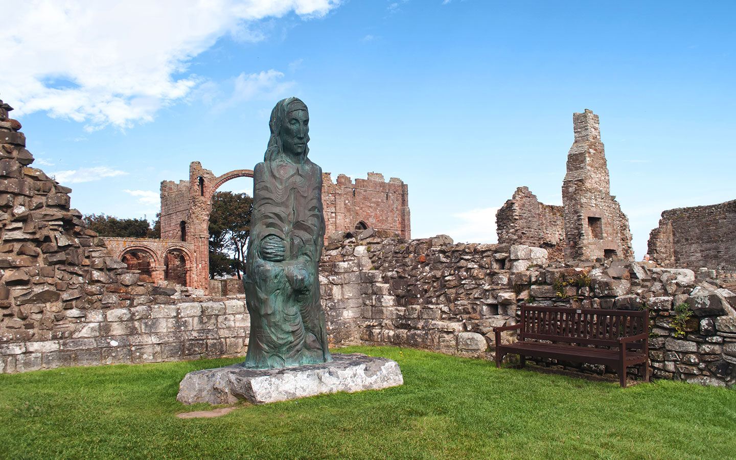 The ruins of Lindisfarne Priory on Holy Island, Northumberland