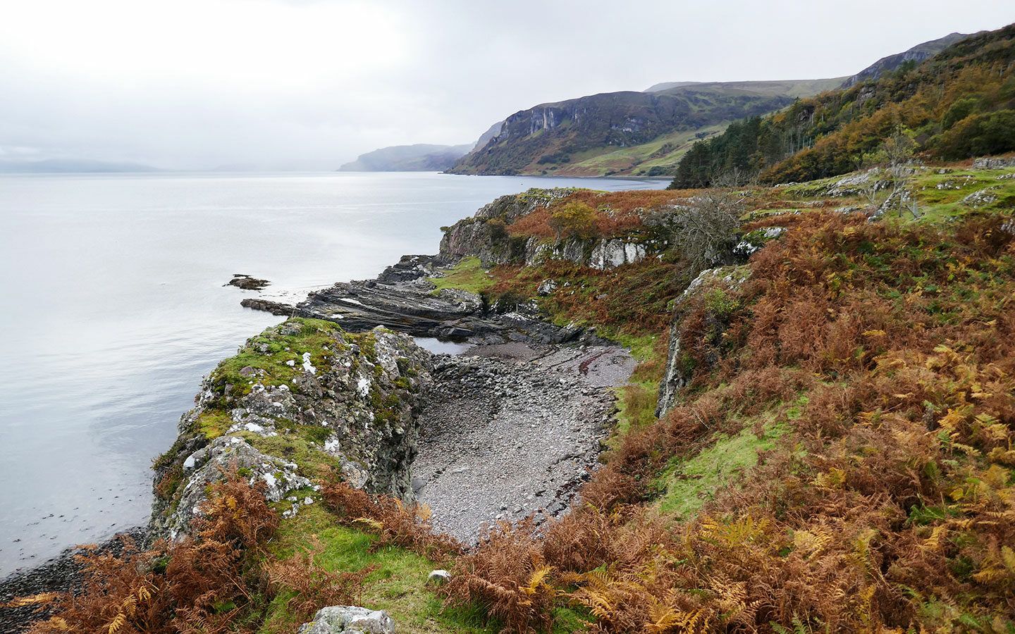 Rugged landscapes on the Isle of Raasay in Scotland