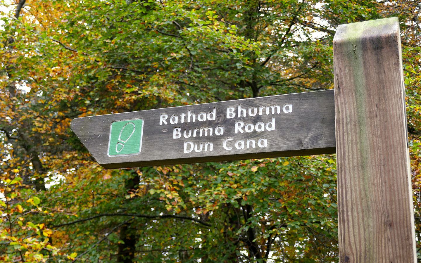 Signpost showing walking routes on the Isle of Raasay, Scotland